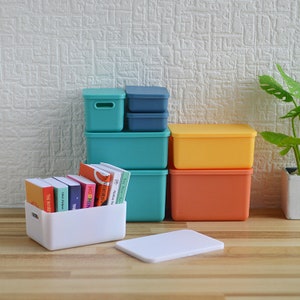 Set of 6PCS Miniature Doll Storage Boxes Dollhouse Storage Tote Mini Kitchen Boxes suitable for Doll Collection 1:6th or 1/12 Scale
