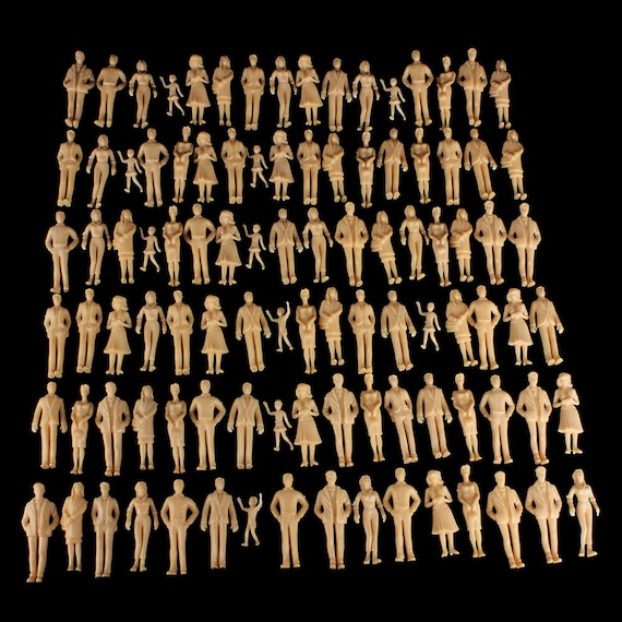 100 Unpainted Miniature Figures 1:24 Scale - Architecture Model Train Accessory