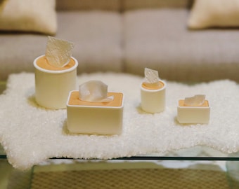 Miniature Doll Tissue Boxes, 1:6 or 1∶12 Scale, 2PCS Dollhouse Paper Box