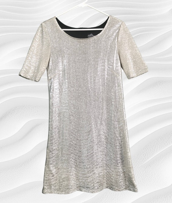 Flattering, slinky, silver dress / bodycon (mostly