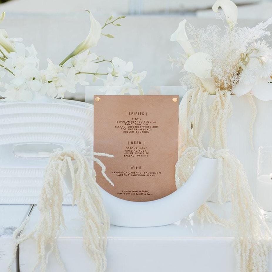 Leather Bar Menu | Wedding Bar Sign | Laser-Etched Custom Bar Menu | Custom Bar Sign | Event Bar Menu | Custom Wedding Sign