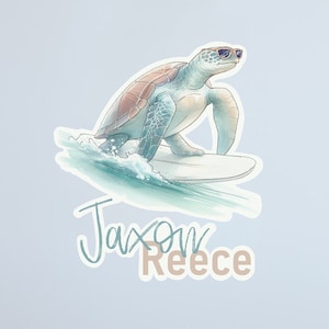 DOOR DUDES Boho Wall Decals - Personalised Custom Name Sign - Animal Stickers - Surfin Turtle - Boho Nursery Wallpaper