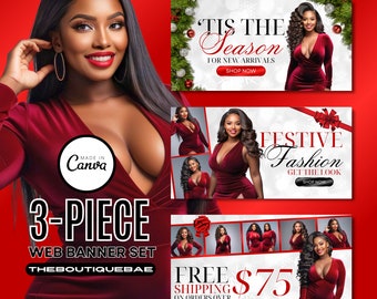 Christmas Website Template, Website Banner, Shopify Website, DIY Website, Canva Template, Website Design