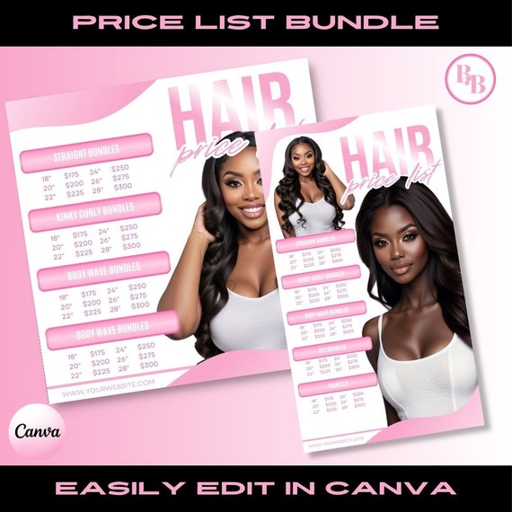 Pink Hair Price List Flyer: DIY Social Media Template (Canva)