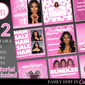 DIY Pink Black Hair price list flyer, Hair Pricing Flyer, Hair Flyer, Social Media Flyer, Hair Flyer, Hair Bundle list