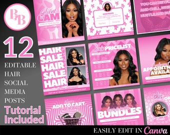 DIY Pink Black Hair price list flyer, Hair Pricing Flyer, Hair Flyer, Social Media Flyer, Hair Flyer, Hair Bundle list