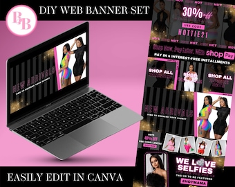 Shopify Website Banner Template: DIY Canva Design (Edit on Etsy)