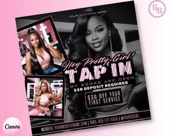 Salon Appointment Flyer Template - Customizable DIY Canva Design for Hair, Makeup, Nails Services - Walk-ins Welcome, Instant Download