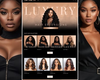 SHOPIFY WEBSITE DESIGN, Gold Shopify Theme Website, Premade Website Template, Beauty eCommerce Website, Hair Website Design