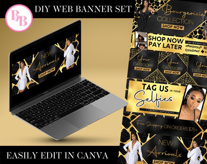 Website Template, Website Banner, Shopify Website, DIY Website, Canva Template, Website Design  Edit on Etsy  Listing Stats