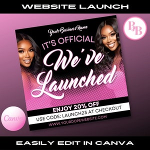 Aanpasbare canvas-foldersjabloon voor promotie van feestelijke opening en websitelancering
