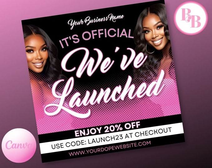 Customizable Canva Flyer Template for Grand Opening and Website Launch Promotion