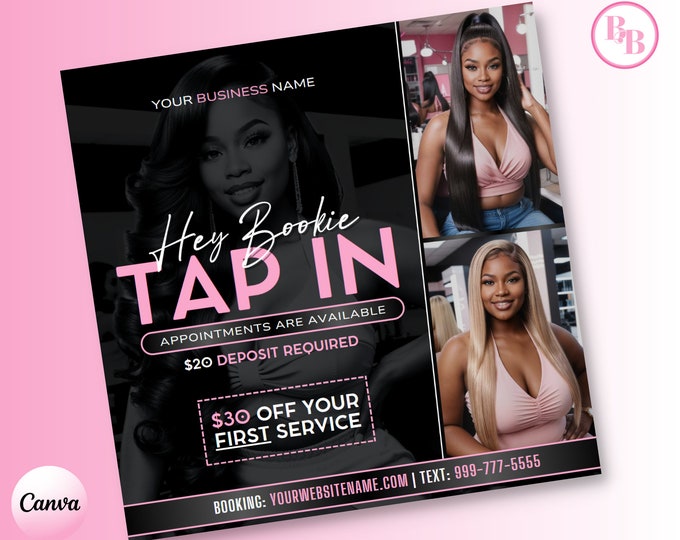 Salon Appointment Flyer Template - Customizable DIY Canva Design for Hair, Makeup, Nails Services - Walk-ins Welcome, Instant Download