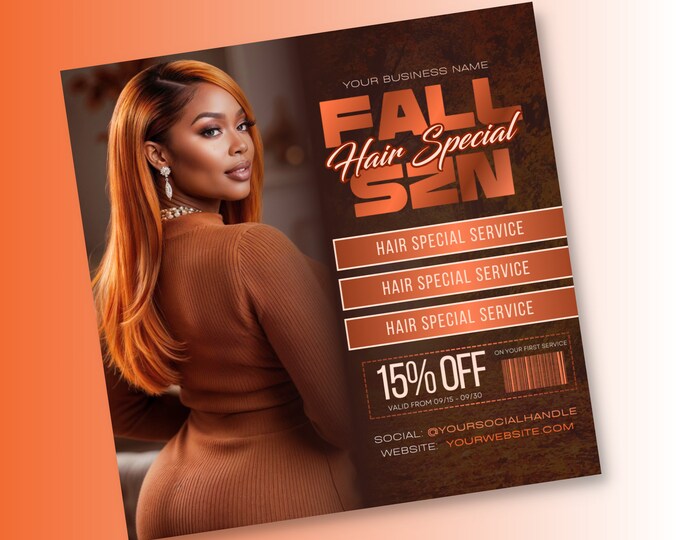 Fall Booking Flyer Template for Hair, Nails, and Lash Services | November and Thanksgiving Bookings | Customizable Canva Design