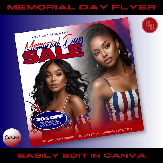 Memorial Day Sale Flyer - Hair, Lashes & Nails Beauty Boutique | Canva Template