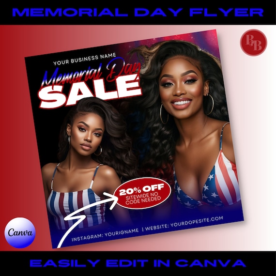 Memorial Day Sale Flyer - Hair, Lashes & Nails Beauty Boutique | Canva Template