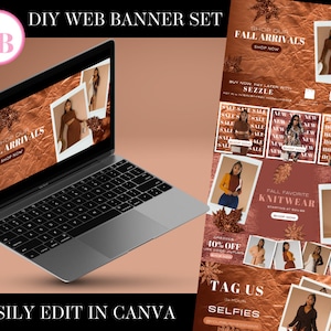 Website Template, Website Banner, Shopify Website, DIY Website, Canva Template, Website Design