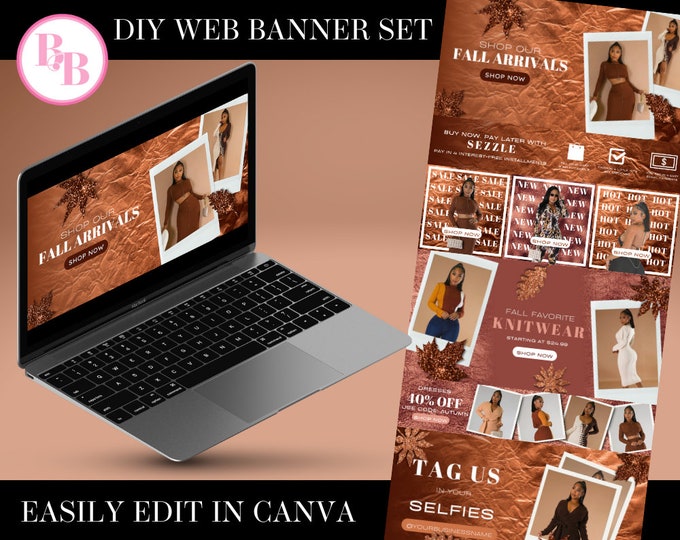 Website Template, Website Banner, Shopify Website, DIY Website, Canva Template, Website Design