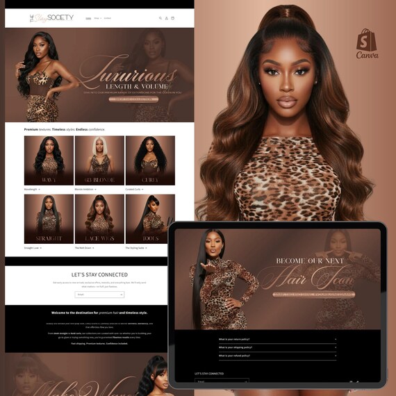 Hair Brand Website Banner Template: Canva Editable Shopify & Wix