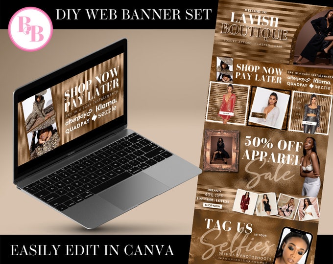Website Template, Website Banner, Shopify Website, DIY Website, Canva Template, Website Design  Edit on Etsy  Listing Stats