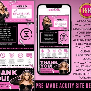 ACUITY SITE DESIGN, Acuity Theme,  Premade Website Template, Nail Tech, Lash Tech, Hair Stylist, Service Business, Pink, Blush