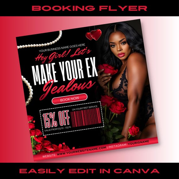 Valentine's Day Hair & Nail Salon Flyer: Customizable Canva Template (Digital Download)