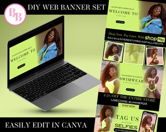 Website Template, Website Banner, Shopify Website, DIY Website, Canva Template, Website Design