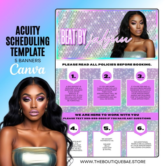 Acuity Scheduling Site Template: Holographic Diamond Design (Canva)