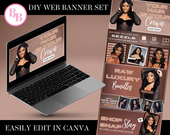 Website Template, Website Banner, Shopify Website, DIY Website, Canva Template, Website Design  Edit on Etsy  Listing Stats