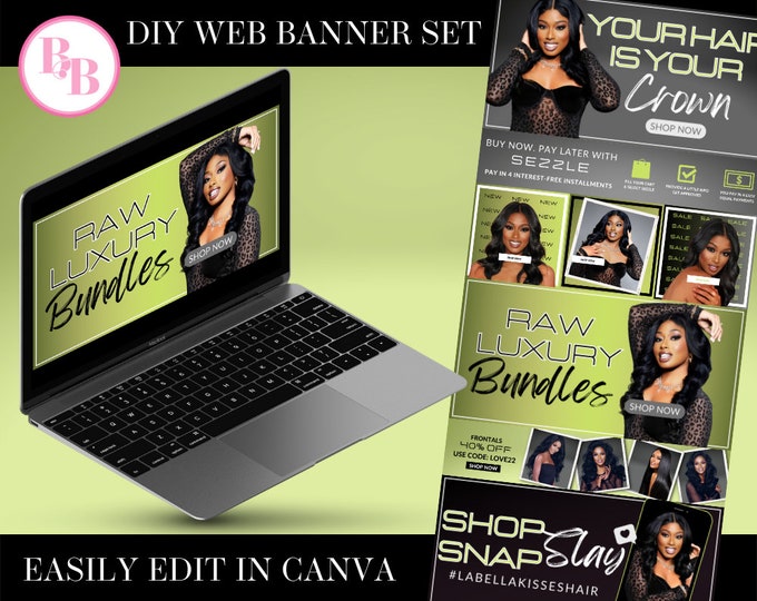 Website Template, Website Banner, Shopify Website, DIY Website, Canva Template, Website Design  Edit on Etsy  Listing Stats