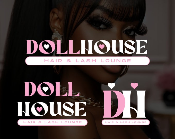 DIY Lash & Hair Salon Logo Template - Editable Beauty Branding for Boutique, Hair Stylist, and Lash Technician Business Logos