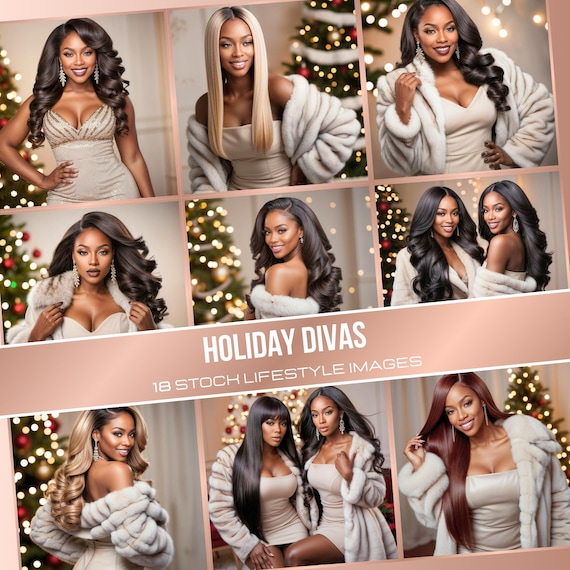 Holiday Divas Stock Image Collection – 18 Lifestyle Photos Featuring Black Women