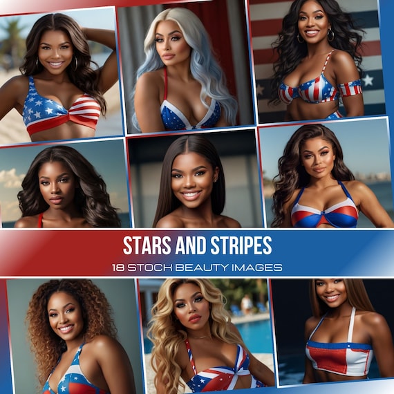 Patriotic Beauty Stock Photos: 4th of July Glamour (Instant Download)
