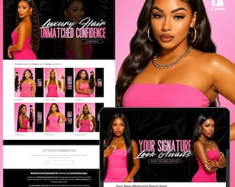 Hair Brand Website Banner Template: Canva Editable Shopify & Wix