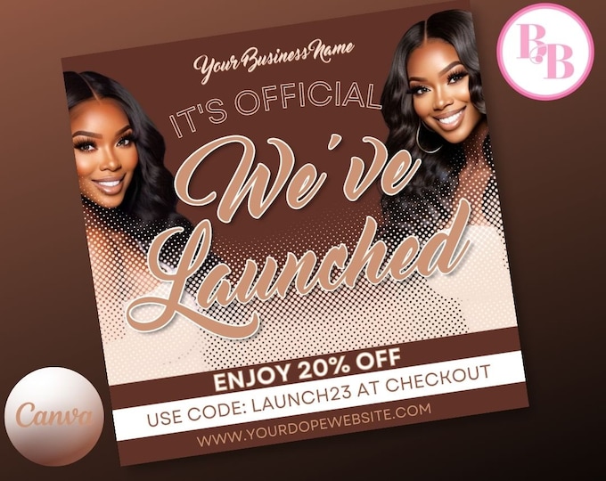 Customizable Canva Flyer Template for Grand Opening and Website Launch Promotion
