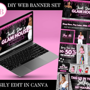 Websitesjabloon, websitebanner, Shopify-website, doe-het-zelfwebsite, Canva-sjabloon, websiteontwerp Bewerken op Etsy Listing Stats
