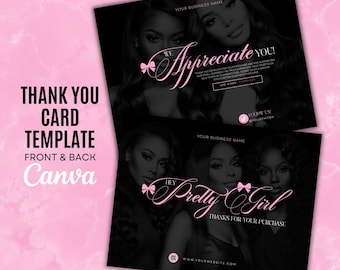 DIY Business Thank You Card Canva Template - Send Us Your Selfies - Hair - Boutique - Nails - Beauty - Lashes