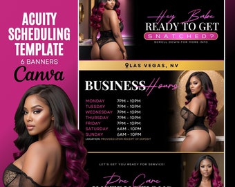 Acuity Scheduling Canva-Vorlage für Friseure – anpassbares Website-Design für die Buchung von Friseursalons