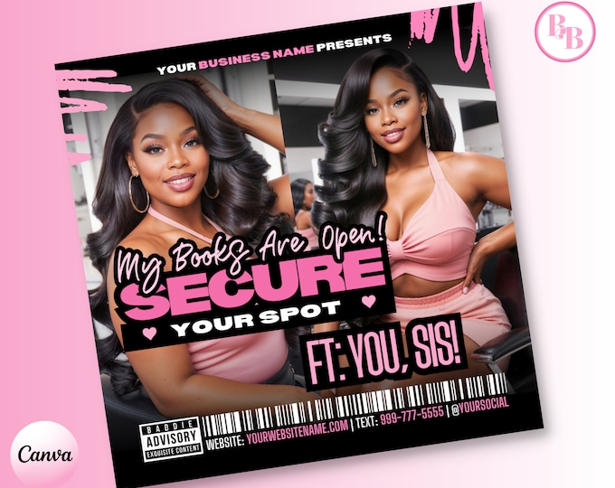Salon Appointment Flyer Template - Customizable DIY Canva Design for Hair, Makeup, Nails Services - Walk-ins Welcome, Instant Download