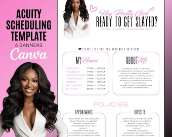 Acuity Scheduling Canva Template for Hair Stylists - Customizable Hair Salon Booking Website Design