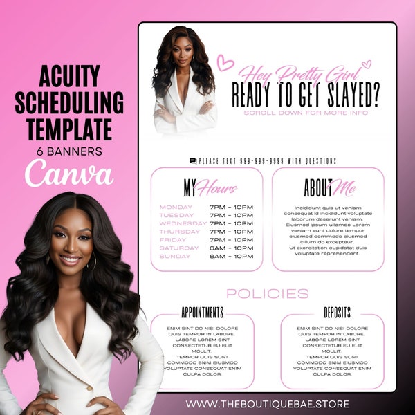 Acuity Scheduling Canva Template for Hair Stylists - Customizable Hair Salon Booking Website Design