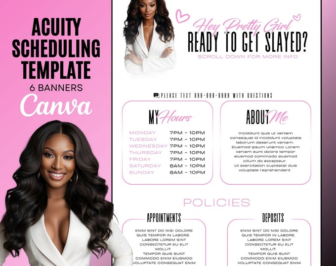 Acuity Scheduling Canva Template for Hair Stylists - Customizable Hair Salon Booking Website Design