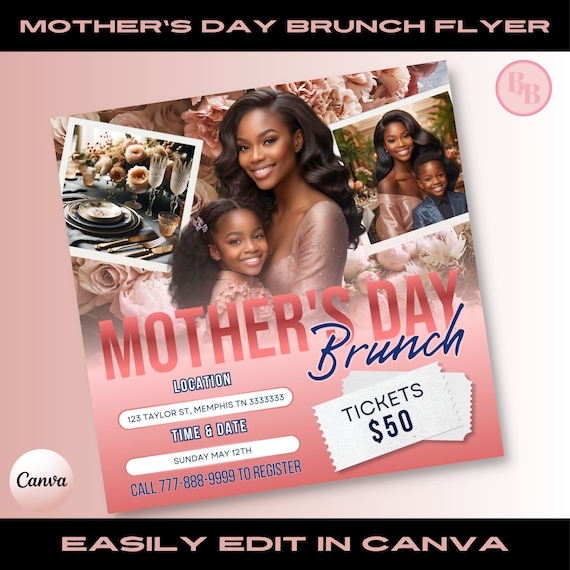 Mother's Day Brunch Flyer Template: Animated Canva Invite (Digital Download)