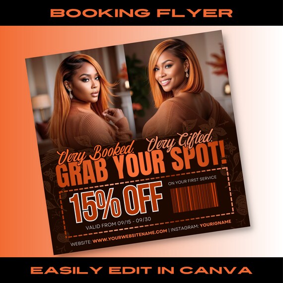 Fall Booking Flyer Template: Hair, Nails, Lashes (Canva Design)
