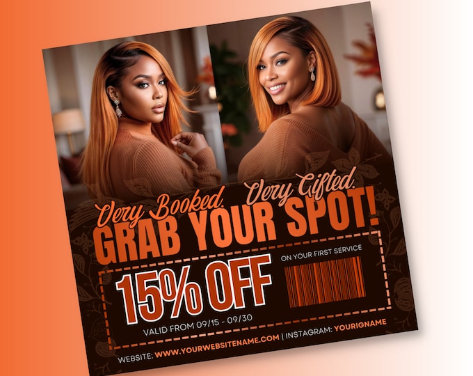 Fall Booking Flyer Template for Hair, Nails, and Lash Services | November and Thanksgiving Bookings | Customizable Canva Design