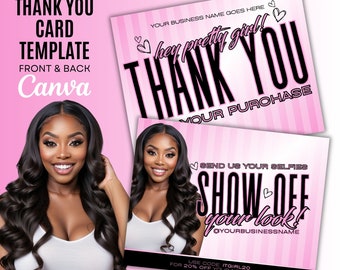 DIY Business Thank You Card Canva Template - Send Us Your Selfies - Hair - Boutique - Nails - Beauty - Lashes