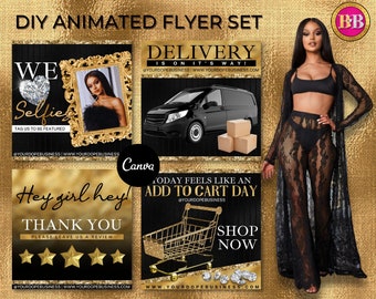 Gold Branding Flyer Set, Animated Flyer, Sales Flyer, Summer Flyer, Motion Flyer, Product Launch, New Product flyer
