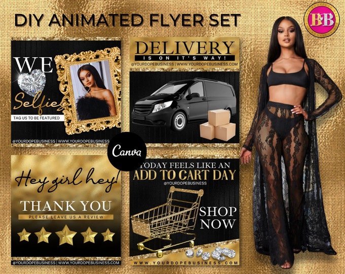 Gold Branding Flyer Set, Animated Flyer, Sales Flyer, Summer Flyer, Motion Flyer, Product Launch, New Product flyer