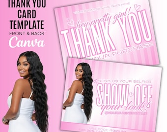 DIY Business Thank You Card Canva Template - Send Us Your Selfies - Hair - Boutique - Nails - Beauty - Lashes