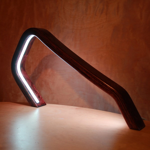 Wood table lamp. Multicolor.